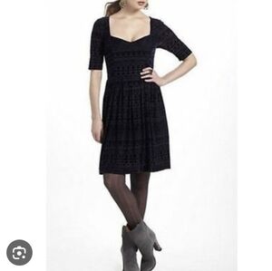 Anthropologie Meadow Rue Geo Burnout Velvet Dress In Navy Size Medium